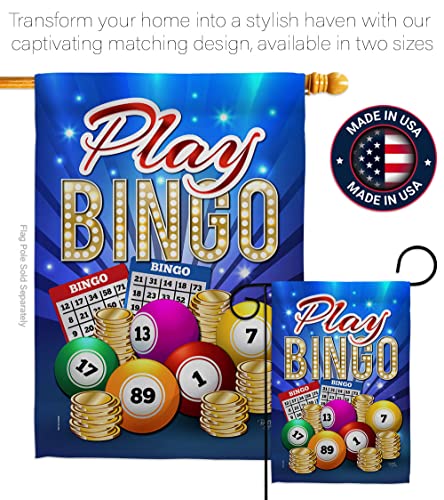 Breeze Decor Play Bingo Garden Flag Set with Stand Interests Games Bunco Night Dice Poker Hobbies Leisure Activity House Decoration Banner Small Yard Gift Double-Sided, Made in USA - size: Garden Flag Set 13"x 18.5" w/ Flagpole