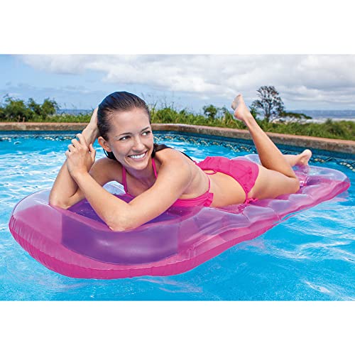 INTEX 59895EP 18-Pocket Suntanner Inflatable Pool Float Raft Lounger Swimming Mat, 74" X 28", 1 Pack, Colors May Vary