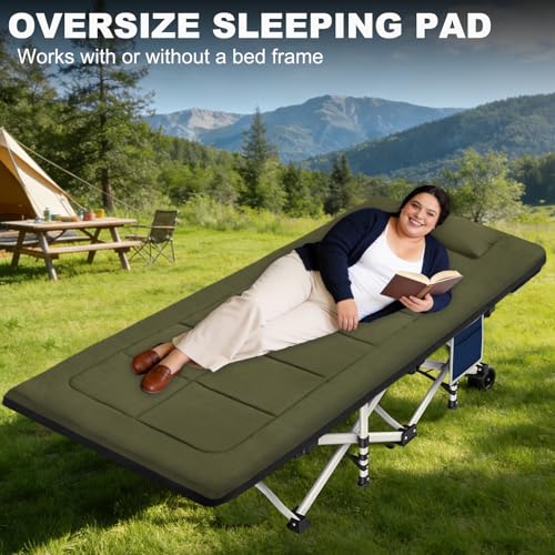80 x 36 Inch Camping Cot Mattress Floor Mattress Waterproof Sleeping Pad for Camping Travel Easy to Store Floor Pad for Tent Cot Guest Garden Lawn Outdoor Indoor - color: Green