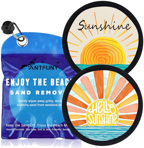 Antfuny 2 Pack Sand Remover for Family Women Dog Beach Trip Essential Summer Vacation Must Have Travel Accessories Lake Day Necessities Cruise Ship Stuff Thing Need Gear Gift Supplies Item Towel - color: 2pcs Shining Sun