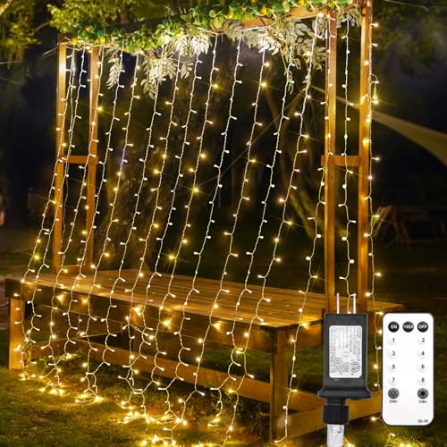 suddus Curtain Lights for Bedroom, 300 Led 9.8x9.8ft Curtain Lights for Backdrop, Curtain String Lights for Christmas, Dorm, Wall, Backdrop, Window, Wedding, Party, Birthday Decor, Warm White - color: Warm White, size: 300 LED