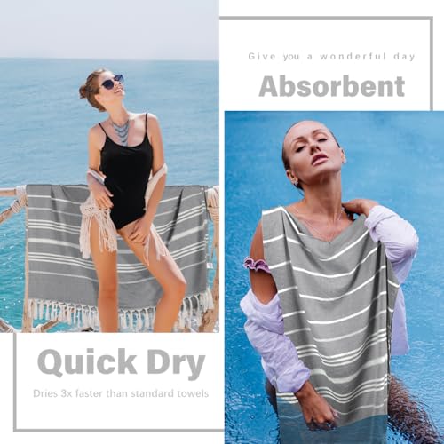 Widdonen Giant Turkish Beach Towel Blanket 85x75 Cotton XXL Extra Large Oversided Bath Pool Blankets XL Huge Bed Sand Free Throw Towels Picnic Outdoor Big Quilt Necessities Cloud Gifts for Adult Grey - color: Grey, size: XXL(85×75 in,215×190 cm)