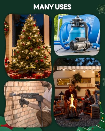 12-Pack Weatherproof Gaskets and Plug Protector Covers, Silicone & Plastic Waterproof Outdoor Plug Protector, Stop GFCI Tripping for Christmas Lights, Pool Pumps, Fits 2 & 3 Prong Plugs