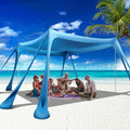 Beach Canopy Beach Tent Pop Up Shade 10x10ft Sun Shelter UPF50+ with 8 Sandbags-2 Sand Shovel-4 Aluminum Poles-Ground Pegs-Portable Carrying Bag for Outdoor Family Camping Fishing Yard Picnic - color: Royal Blue