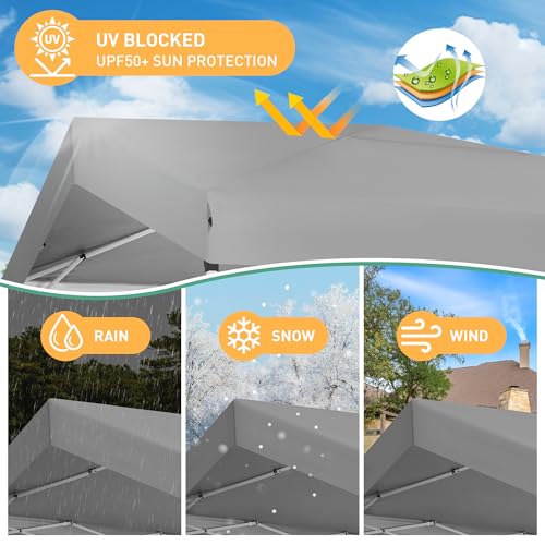 COBIZI 10x10 Pop up Canopy Portable Garage with 1-Button Push Center Lock, Car Port Garage with 1 Sidewalls UV Resistant Waterproof All-Season Tents Shelter for Truck - color: Gray, size: 10x10FT