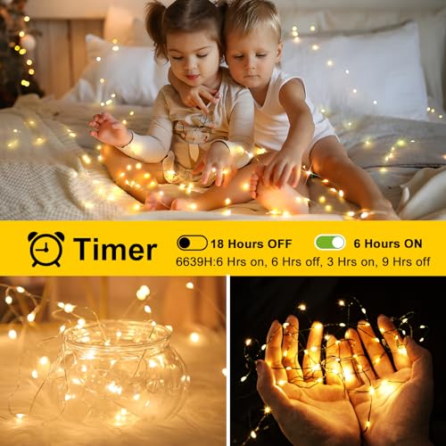 KNONEW 400FT Outdoor Christmas Fairy Lights Plug in,1200 LED String Lights Outdoor Waterproof 8 Modes Memory Times for Wedding Bedroom Walls Garden Trees Decoration(Warm White) - color: Warm White, size: 400FT 1200 LED Copper-colored wire