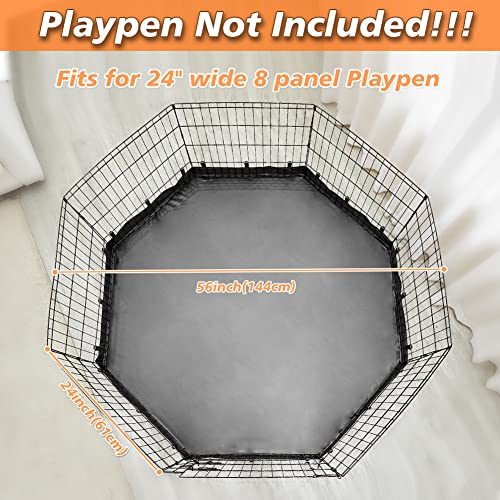 PJYuCien Dog Playpen Bottom Pad, Fits 24 Inch 8 Panels Regular Octagon Metal Exercise Pet Pen, Elastic Buckles Connections, Black (Note: Fence Not Included) - color: Only Black Bottom Pad, Elastic Buckles Connections
