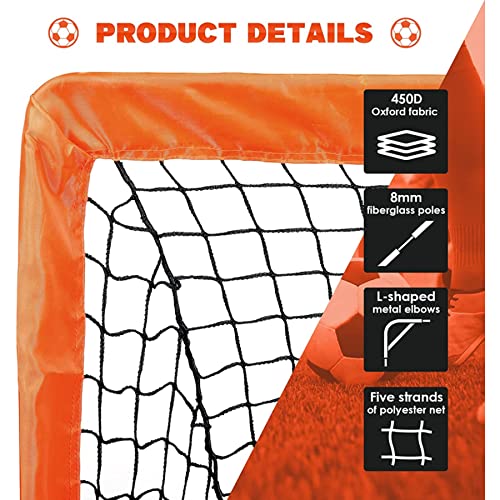 Simple Deluxe 4‘x3’ Portable Soccer Goal, Pop Up Folding Soccer Net Comes with 2 Oxford Cloth Bags and 8 Stakes, Great for Training for Backyard