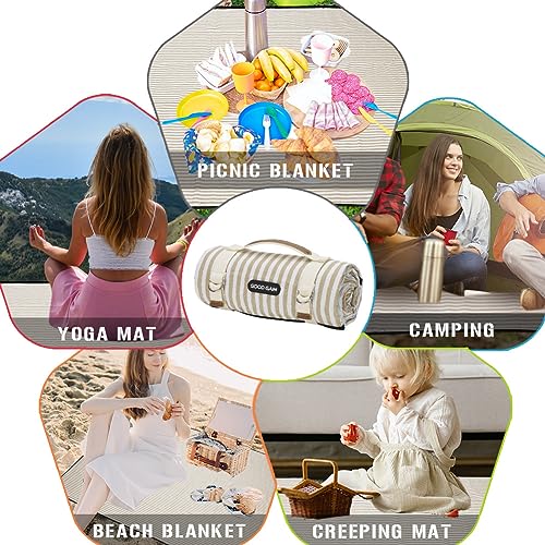 G GOOD GAIN Picnic Blankets Waterproof Extra Large - Outdoor Blanket Sand Free Foldable with Carry Strap for Beach, Camping, Park Grass, Hiking, Travel, Concerts, Indoor (Sand Yellow) - color: Sand Yellow