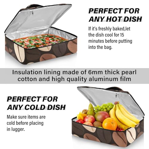 Casserole Carriers for Hot or Cold Food Reusable Casserole Dish Carrier Insulated Thermal Large Capacity Durable Perfect for Party Camping Family Gatherings Yellow Fish - color: Brown Vintage Coffee Beans