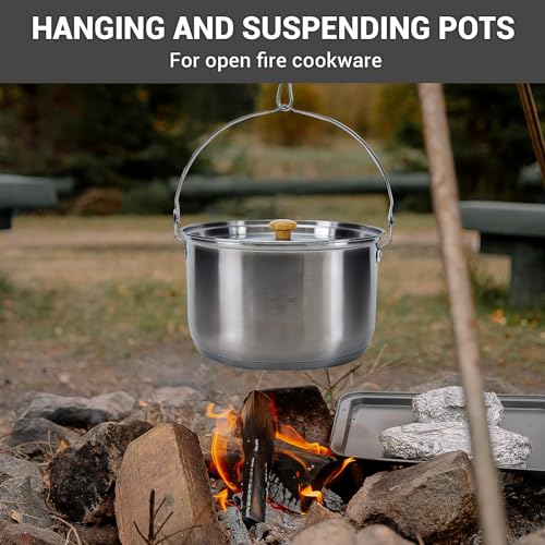 KingCamp Camping Cookware Set 304 Stainless Steel Campfire Cooking Pots Pan and Kettle with Travel Tote Bag for Camping Outdoor Kitchen Cooking Picnic for 4-6 - color: SILVER - 4-6 PERSON COOKWARE SET WITH KETTLE
