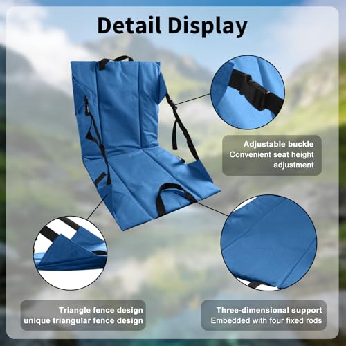 Folding Stadium Seat Cushion with Backrest, Portable Bleacher Pad for Camping, Fishing,15.8'' x 16.5'',Lightweight Chair with Backrest for Outdoor Sports and Concerts (Blue) - color: Blue