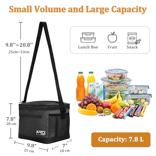Tirrinia Insulated Lunch Box for Men/Women, Leakproof Lunch Bag for School Work, Large Lunch Tote Kids Boys Girls Student Back to School, Soft Cooler Office Picnic Beach Camping for Adults, Charcoal - color: Black, size: Medium -7.8L