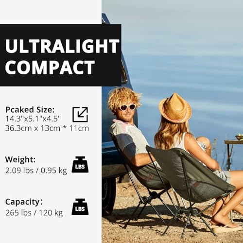 CAMEL CROWN Camping Chair Heavy Duty Backpacking Chair - Ultra-Light Folding Chair with Carry Bag, Portable Compact for Outdoor, Lawn, Hiking, Beach, Picnic - color: Army Green, size: 1 Pack