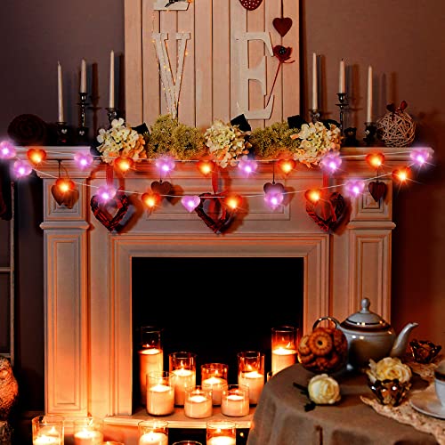 Zhanmai 2 Pcs Valentine Heart String Light Decor 10 ft 20 LEDs Heart Fairy Lights Battery Operated Room Valentines Decor for Indoor Outdoor Home Bedroom Wedding Anniversary Party - style: Valentine