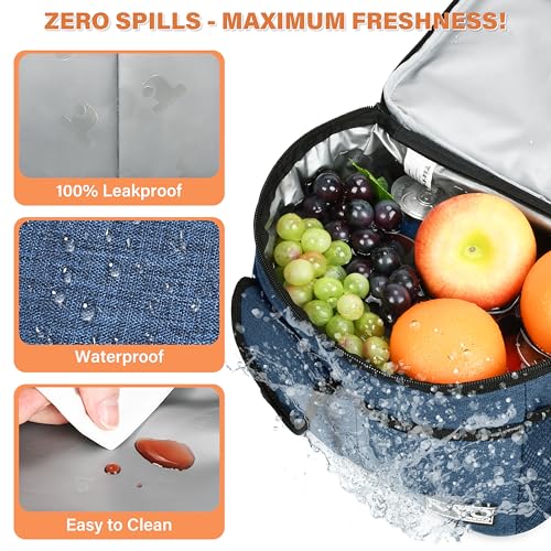 Tirrinia Insulated Lunch Bag for Women Men, Leakproof Lunch Box Containers for Adult, Work, School, Soft Lunchbox for Kids,Boys, Adult Cooler Bag for Picnic Hiking Beach,Dark Blue - color: Dark Blue, size: Medium -8L
