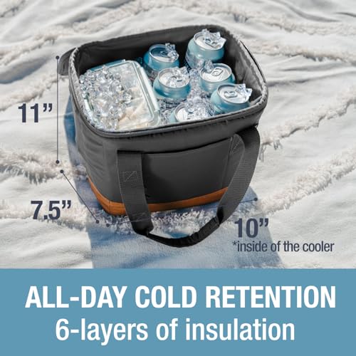 CleverMade Pacifica Collapsible Cooler Bag – Small Portable Cooler Bag for Travel, Foldable Insulated Cooler for Beach, Picnic & Road Trips, Holds Up to 18 Cans, Leakproof Soft Carry Cooler - Gray - color: Charcoal Gray, size: Small