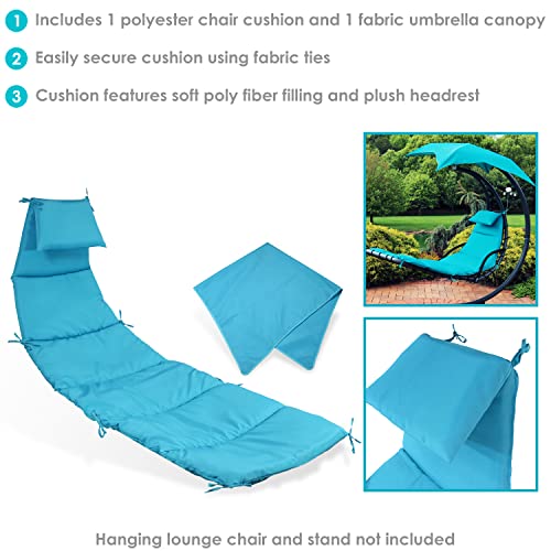 Sunnydaze Outdoor Hanging Lounge Chair Replacement Cushion and Floating Umbrella Fabric Only - Curved Swing Chair Cushion Replacement - Teal - color: Teal