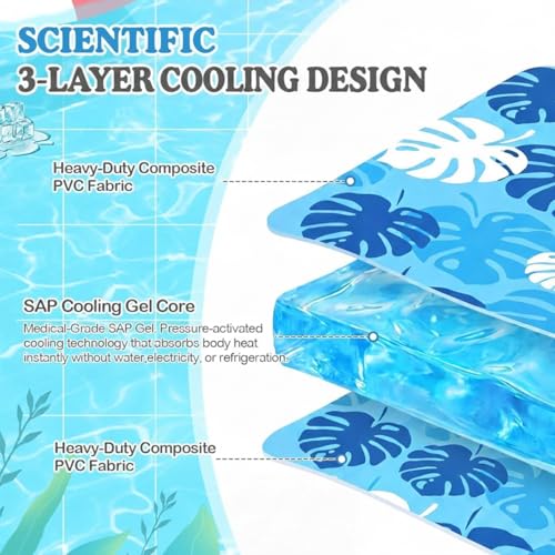 Drydiet Pet Cooling Mat for Small & Medium Dogs and Cats, 25.6"x19.7" Rectangle Gel Pet Pad, No Water, Washable, Indoor/Outdoor Use