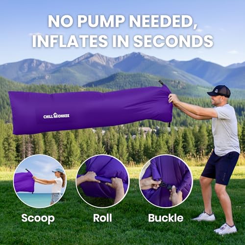 Portable Inflatable Lounger for Beach & Camping – Self-Inflating Air Couch, Beach Sofa, and Outdoor Lounge Chair for Relaxation and Comfort - color: Purple
