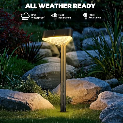 8 Pack Solar Pathway Lights Outdoor, Bright LED Solar Landscape Lights, Waterproof Solar Garden Lights for Yard, Patio, Walkway, Lawn, Driveway(Warm White, 8 Pack) - color: Warm White, size: 8 Pack