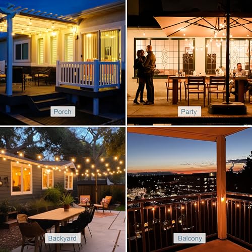 HISTAR 100FT White Outdoor String Lights with 49+2 Led Bulbs, G40 Globe Patio Lights for Backyard Porch Balcony Party Decor - size: 100FT-white