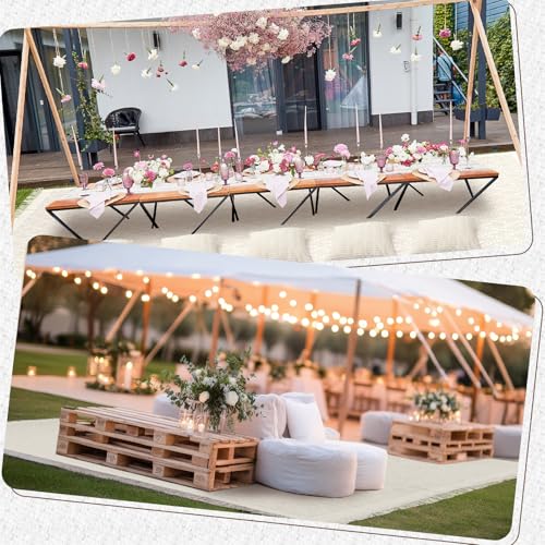 Beeveer Extra Large Outdoor Boho Picnic Blanket 91'' x 71'' White Table Runner 6 Throw Pillow Cover Woven Cotton Yarn Oversize Beach Blanket Washable for Picnic Camp Wedding - color: White, size: Fit 4-6 People 91'' X 71''