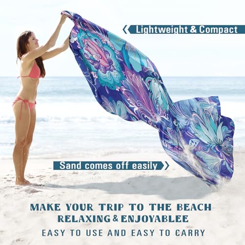 Famstar Beach Blanket Sandproof Waterproof 78''×110'' 1-7Adults Oversized,Compact Lightweight Durable Beach Mat for Travel Camping Hiking Picnic Blanket - color: Flower, size: 78''×110''