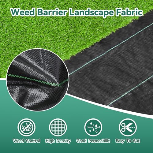 Domusensus 4ftx250ft Weed Barrier Landscape Fabric Heavy Duty 3.2oz, Woven Geotextile Weed Blocker Landscaping Fabric, Ground Cover Weed Control Mat, Commercial Weed Cloth Garden Bed Liner - size: 4FTX250FT