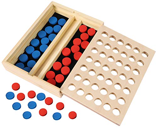 TOWO Wooden 4 in a Row Game - Classic Strategy Game for Adults Children-Connect The 4 Discs of Same Colour in a Row - Travel Games Family Board Games Toys Gift for 6 Years Old Kids Boys Girls Adults