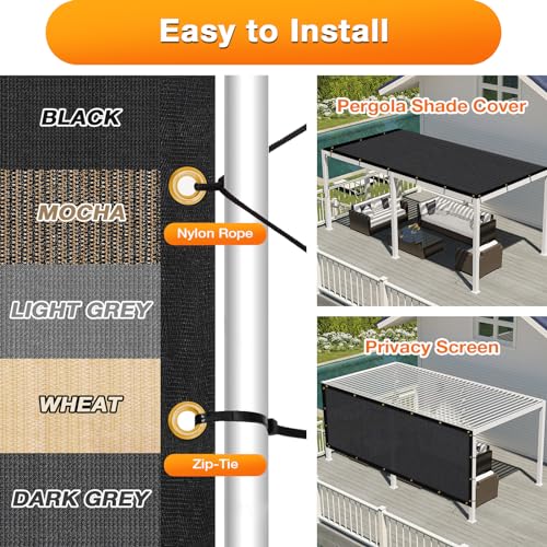 Artpuch Outdoor Pergola Shade Cover 4x6 FT Sun Shade Cloth with Grommets Black Commercial Grade Patio Privacy Screen Shade Canopy (Customized Available) GN04 - color: Black, size: 4' X 6' Customized