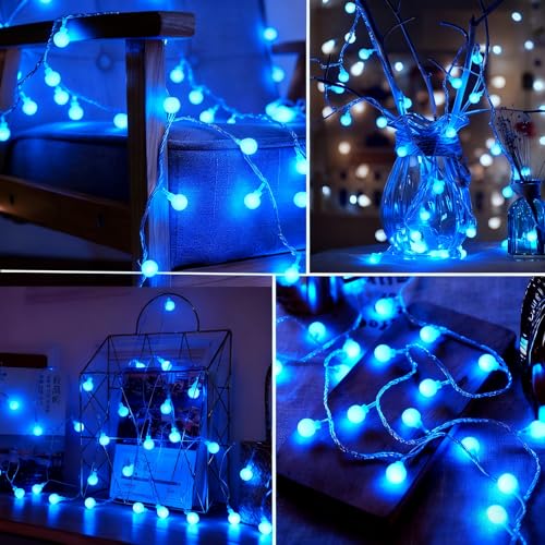 Mini Globe String Lights USB Plug in 38ft 100 Led Fairy Lights with Remote Timer Dimmable 8 Modes for Indoor Outdoor Bedroom Dorm Garden Birthday Party Camping Wedding Christmas Tree Decoration, Blue - color: 100LED-Blue