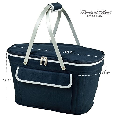 Picnic at Ascot Original Large Insulated Collapsible Basket Cooler with Water resistant Picnic Blanket