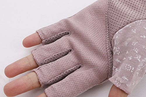 Lightweight Summer Fingerless Gloves Men Women UV Sun Protection Driving Cotton Gloves Nonslip Touchscreen Mittens - color: Cameo Brown