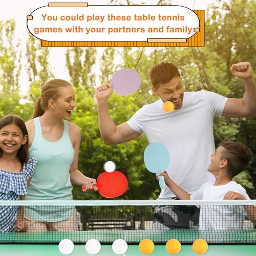 8 Pcs Plastic Table Tennis Paddles with 8 Balls Portable Ping Pong Paddles Rackets Unbreakable Plastic Textured Table Tennis Training Toys for Kids Beginner Adult Outdoor Equipment