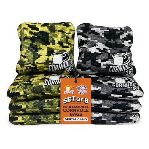 Cornhole365 Themed Cornhole Bag - All-Weather, Heavy-Duty & Durable Polyester Fabric, Resin Filling, Double-Stitched Duck Cloth - Professional Cornhole Bean Bags for Indoor & Outdoor Use - Set of 8 - color: Digital Camo