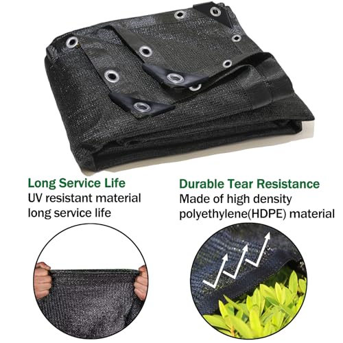 90% Black Shade Cloth 6ft x 10ft Heavy Duty Outdoor Mesh Tarp with Grommets，Sun Shade Canopy for Patio，Garden，Greenhouse，Chicken Coops，Plants Vegetables，Swimming Pool - color: Black, size: 6ft X 10ft