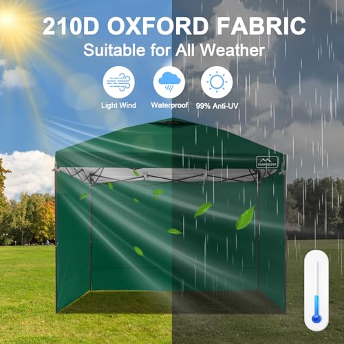 KAMPKEEPER 10X10 Canopy Tent Sidewalls with Zipper for Canopy Frame, 3Pcs Sunwalls Only, UPF50+ Waterproof Side Walls(Green) - color: Dark Green