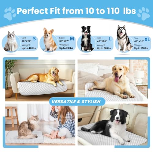 Mora Pets Dog Cooling Mat Instant Self Cooling Pad for Dogs & Cats Breathable Washable Summer Pet Cool Mat Indoor Outdoor, Puppy Cold Blanket for Floor Crate Car Travel Use Medium 36'' x 27'' Grey - color: Light Grey, size: 36'' x 24'' (Medium)