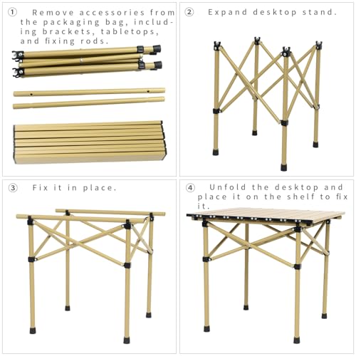 Wind Tour Portable Camping Table Folding Side Table Aluminum Lightweight Table with Carry Bag for Outdoor Cooking Hiking Picnics BBQ Travel (Khaki) - color: Khaki