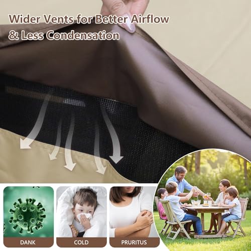 RICHIE Outdoor Patio Furniture Cover - Heavy Duty Waterproof 600D Tough Canvas Protector for Square Table Cover, All-Season Dining Table and Chair Cover (106L x 106W x 28H Inch) - size: Square-106"(L)x106"(W)
