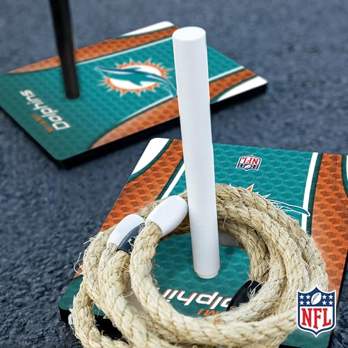 Solid Wood NFL Quoits Set with Direct Print HD Team Graphics – Tailgate Ring Toss Game – Great Gift for Any Football Fan! Ring Toss Family Outdoor Games for The Beach