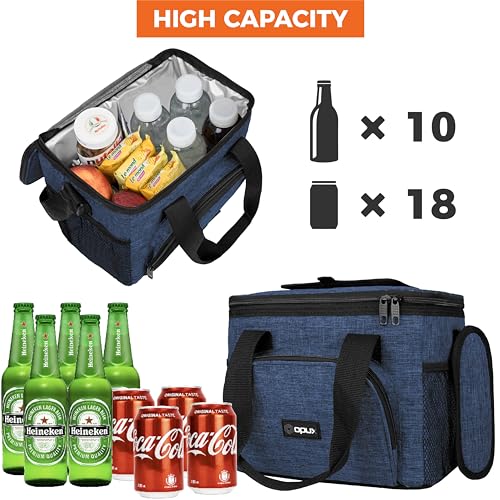 OPUX Soft Cooler Bag, Insulated Collapsible Lunch Cooler Bag for Men Work Camping Beach Travel, Portable Soft Sided Leakproof Waterproof Large Lunch Bag Box with Shoulder Strap 18 Cans, Heather Navy - color: Heather Navy, size: 18 Cans