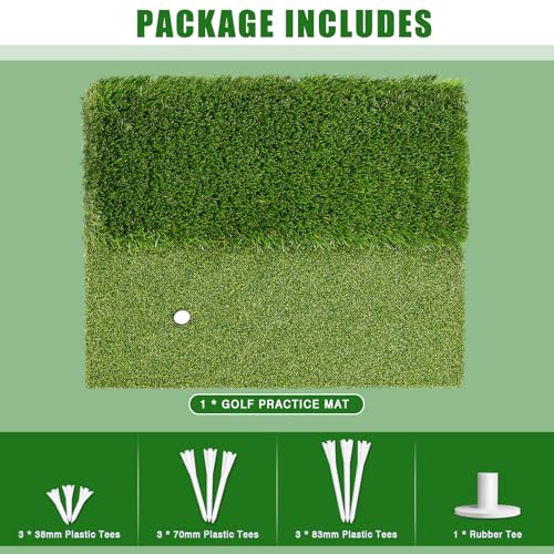 Premium Golf Hitting Mat, 10mm Foam Padding with Rubber Backing Golf Mat, Golf Practice Mat for Indoor and Outdoor Training - style: Larger Dual-Turf Mat
