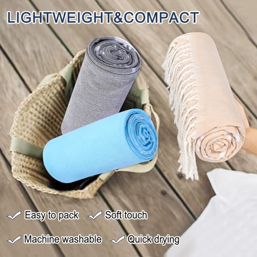 Beach Towel 2 Pack,Sand Free Beach Towels Oversized 39 x 72,Turkish Beach Towel Quick Dry,Lightweight Pool Towels for Adults Travel Towel,Cool Beach Essentials - color: 2 Pack Beige