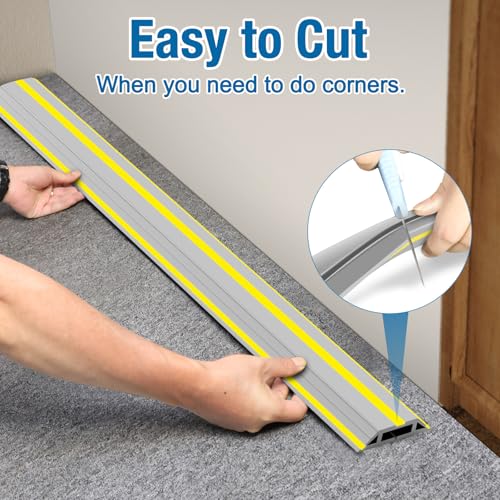 Eapele Floor Cord Cover 6.5ft Cord Covers for Wires on Floor, Heavy Duty Extension Cord Cover, Rubber Floor Cable Cover, Prevent Trip Hazard for Sidewalk Home Office Outdoor or Indoor Settings - color: Yellow & Grey, size: 6.5 feet-1pc