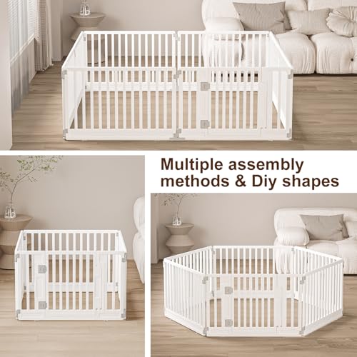 Pet Playpen Foldable Gate for Dogs Heavy Plastic Puppy Exercise Pen with Door Portable Indoor Outdoor Small Pets Fence Puppies Folding Cage 4 Panels Medium Animals House Supplies (PPW-WHITE04, White) - color: White, style: PPW-WHITE04