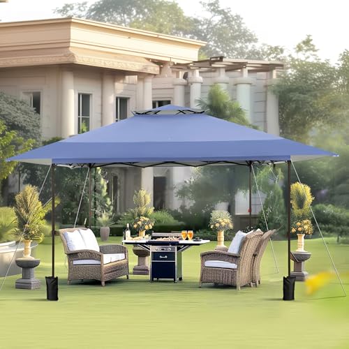 PHI VILLA 13x13 Pop Up Canopy Tent Instant Outdoor Canopy Easy One Push Tent Canopy with Wheeled Carry Bag, Straight Legs 169 Square Feet of Shade, Grey - color: Gray