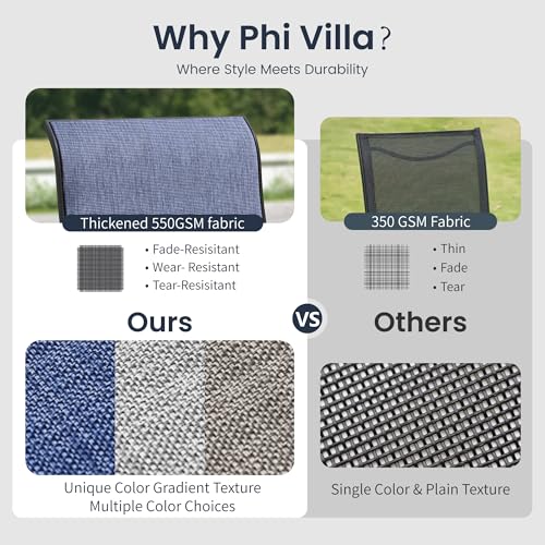 PHI VILLA 9 Piece Outdoor Patio Dining Set, Large Square Metal Dining Table and 8 Outdoor Swivel Dining Chairs, Patio Table and Blue Chair Furniture Dining Set for 8 Person - color: Blue Fabric, size: 60"L x 60"W x 29"H-9 Piece-Metal