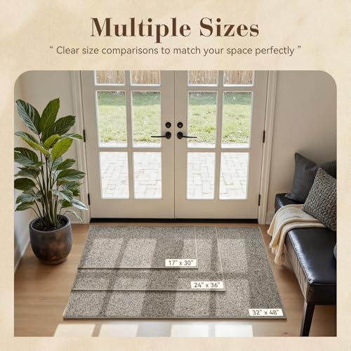 MontVoo Door Mat Indoor Entrance Doormat, Absorbent Durable Rubber Non Slip Front Door Mat for Inside Entry Entryway Dirt Trapper Welcome Mat, Grey Brown 24''x36'' - color: Grey Brown, size: 24''x36''